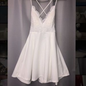 Pink Lily White Lace Dress